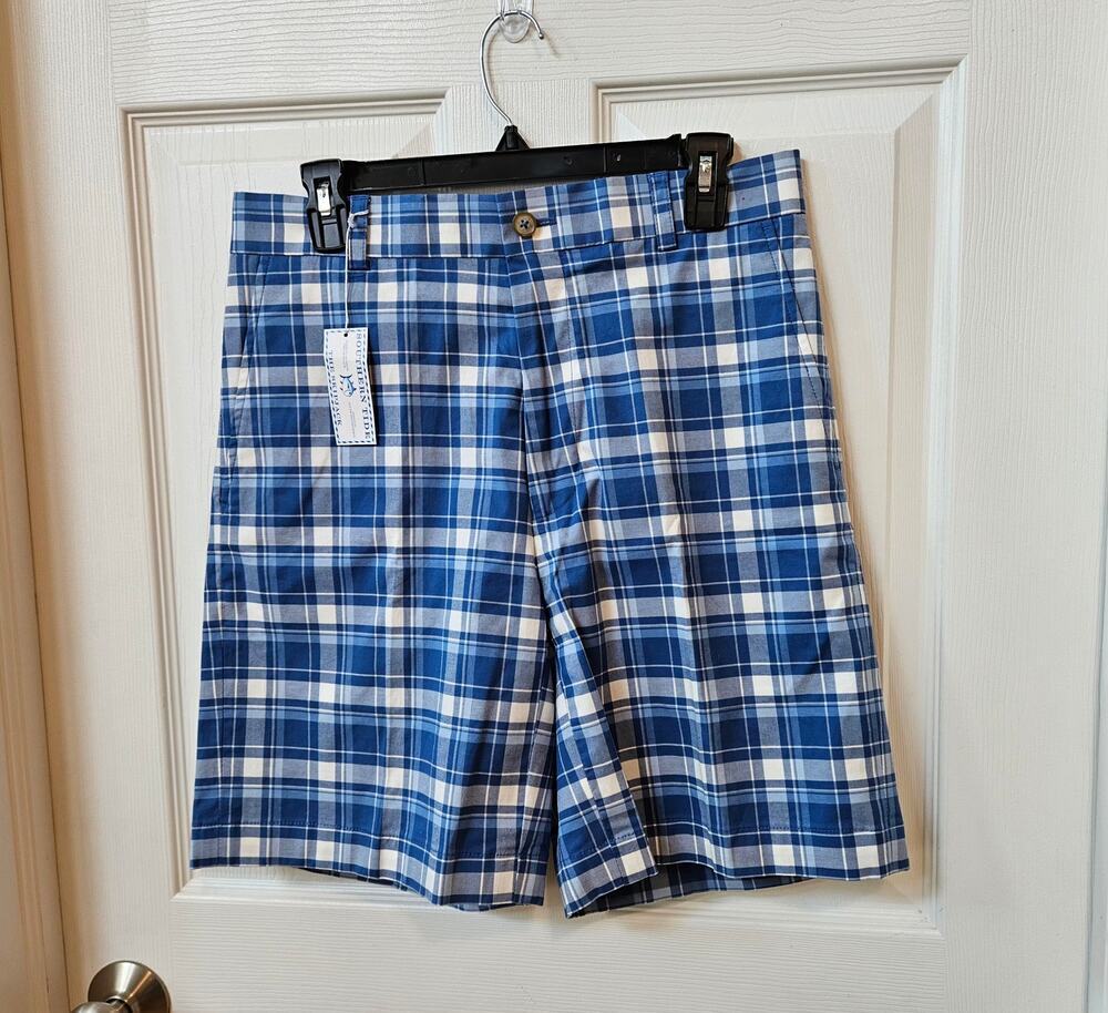 Southern Tide Blue Plaid Golf Shorts Men's Size 30 NWT